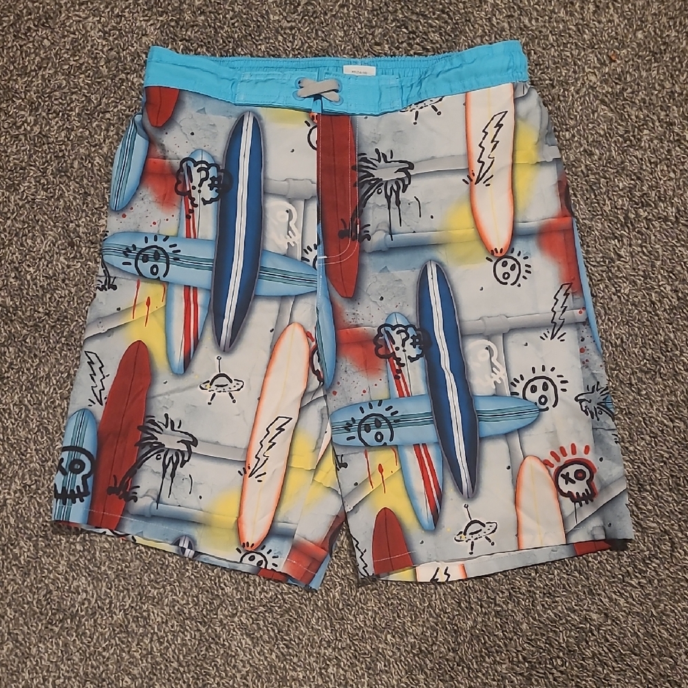 Colorful Surfboard Print Swim Shorts